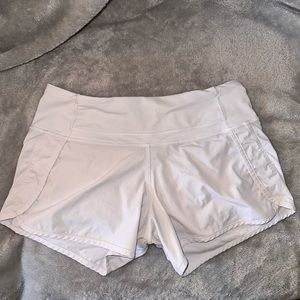 lululemon white speed up shorts